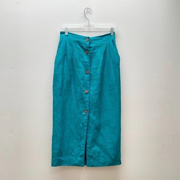 Vintage - 80s Made in Canada Linen Pencil Skirt - Picture 1 of 6